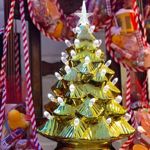 Vintage-Inspired 14" Gold Christmas Tree -CHILD-FRIENDLY ACRYLIC !(RETIRED) NWT - Picture 2 of 14